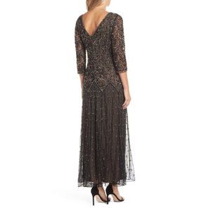 PISARRO NIGHTS BEADED MESH GOWN IN STORES
